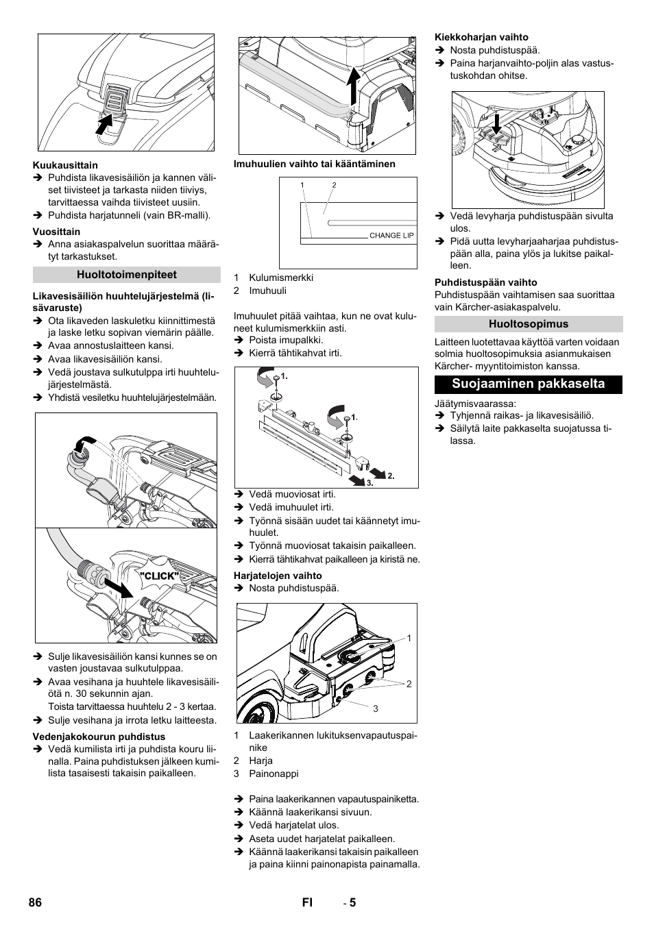 Suojaaminen pakkaselta | Karcher B 60 W User Manual | Page 86 / 228