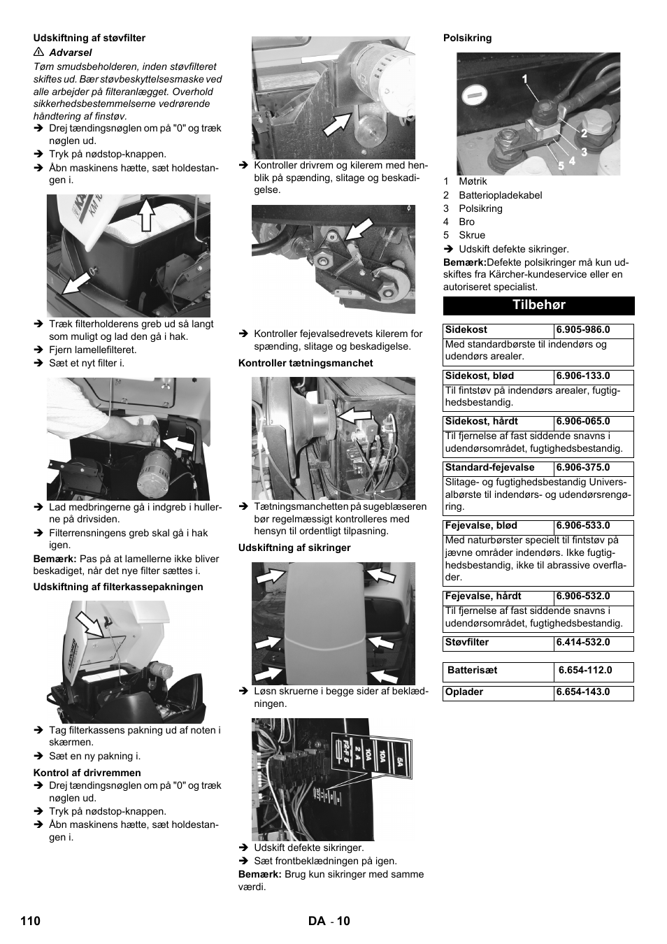 Tilbehør | Karcher KM 100-100 R Bp Pack User Manual | Page 110 / 230