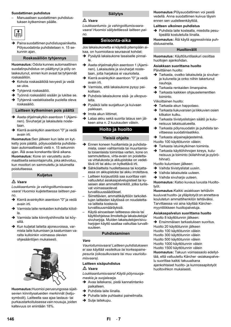 Seisonta-aika hoito ja huolto | Karcher KM 100-100 R Bp Pack User Manual | Page 146 / 230