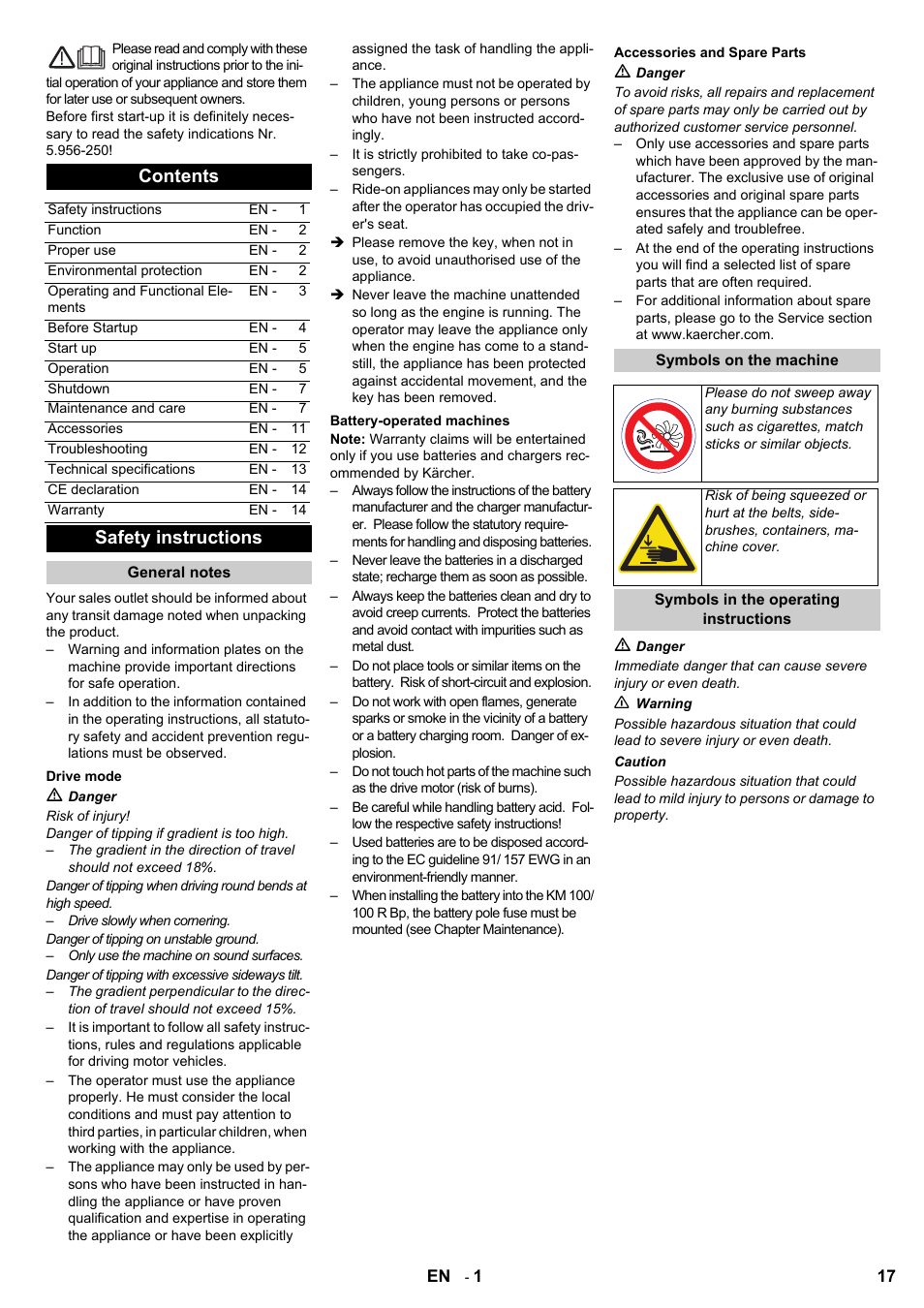 Karcher KM 100-100 R Bp Pack User Manual | Page 17 / 230