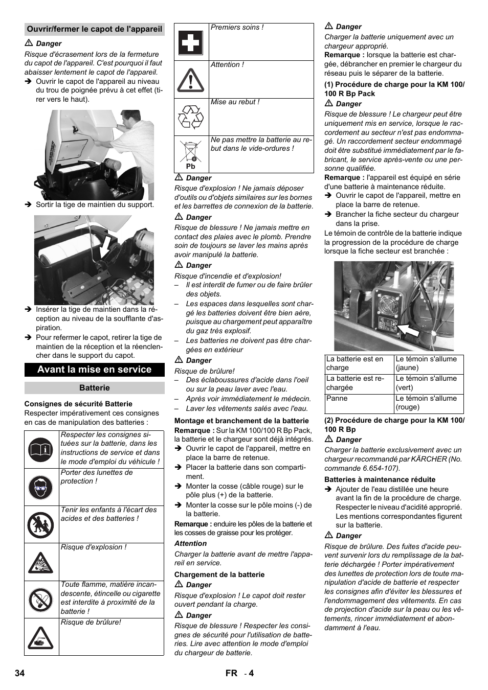 Avant la mise en service | Karcher KM 100-100 R Bp Pack User Manual | Page 34 / 230