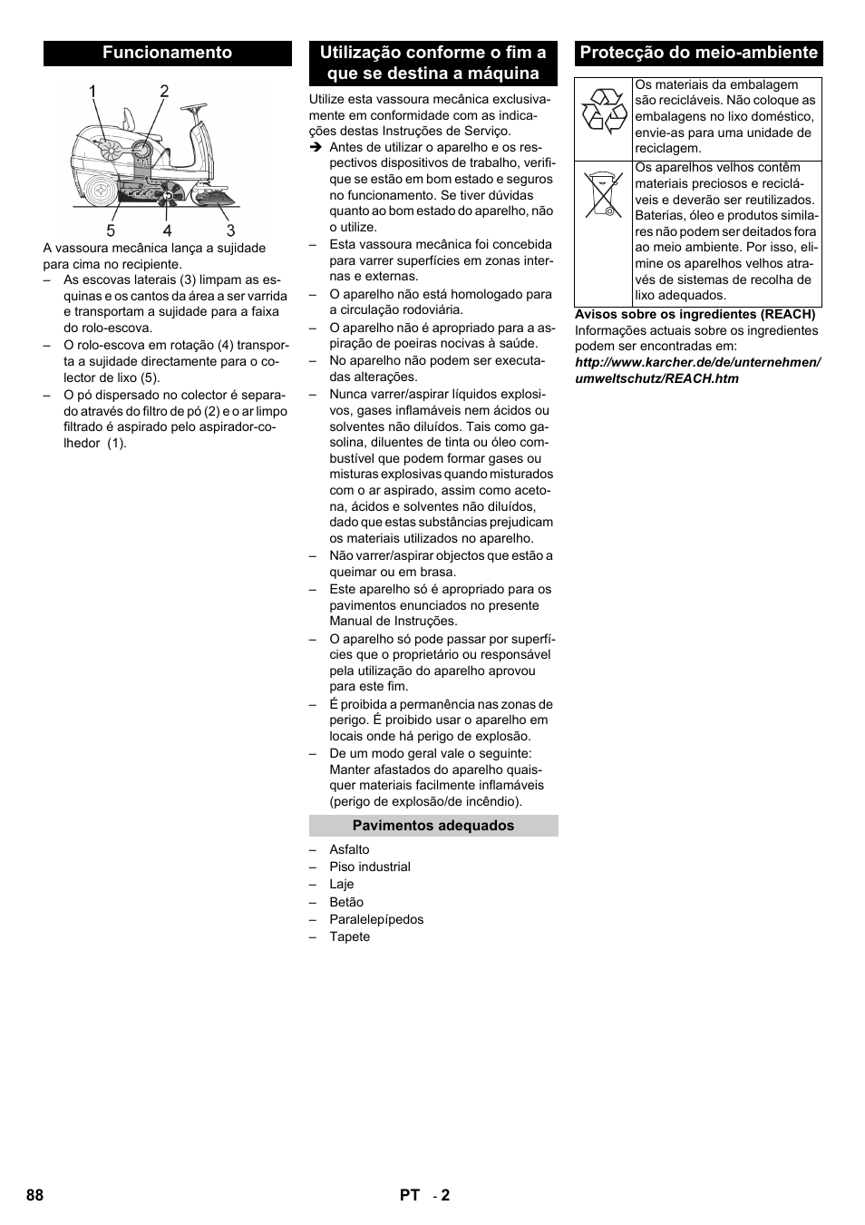 Protecção do meio-ambiente | Karcher KM 100-100 R Bp Pack User Manual | Page 88 / 230