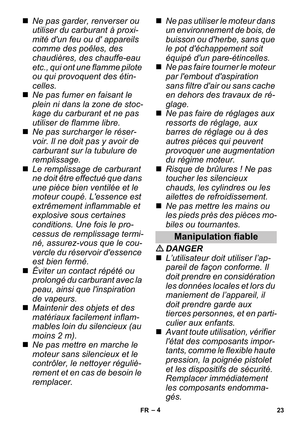 Manipulation fiable | Karcher G 4-10 M User Manual | Page 23 / 252