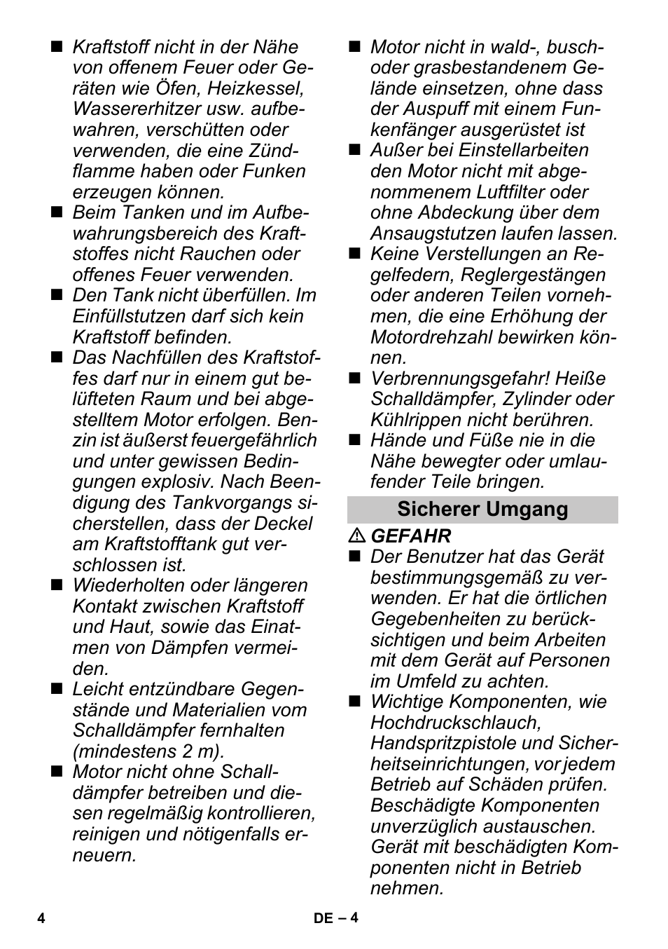 Sicherer umgang | Karcher G 4-10 M User Manual | Page 4 / 252