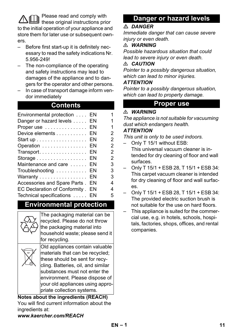 Karcher T 15-1 eco!efficiency User Manual | Page 11 / 176