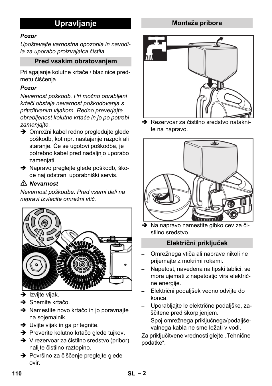 Upravljanje | Karcher BD 17-5 C User Manual | Page 110 / 160