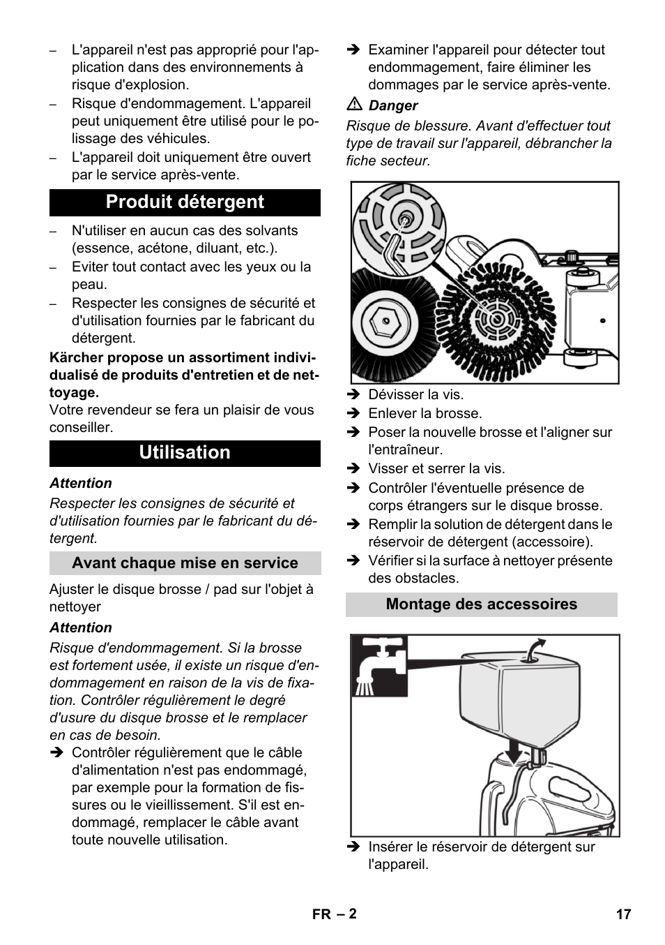 Produit détergent utilisation | Karcher BD 17-5 C User Manual | Page 17 / 160