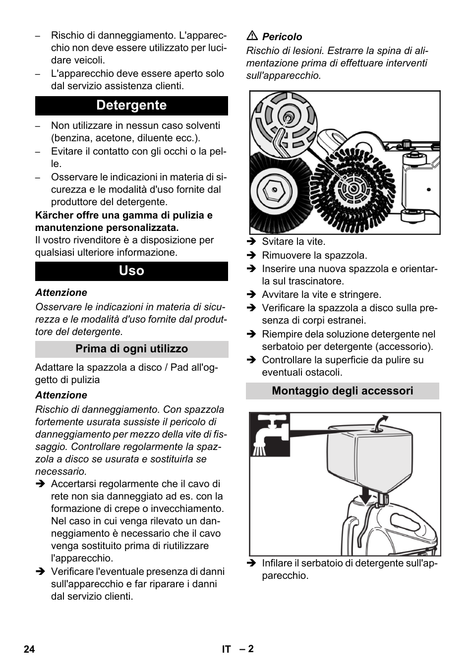 Detergente uso | Karcher BD 17-5 C User Manual | Page 24 / 160