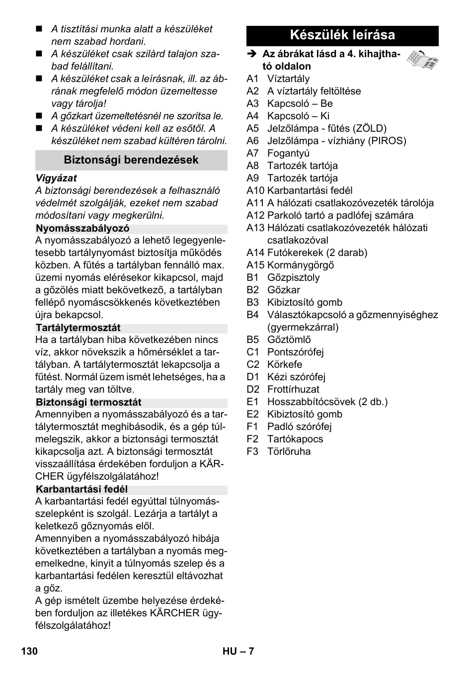 Készülék leírása | Karcher SC 2-500 C User Manual | Page 130 / 266