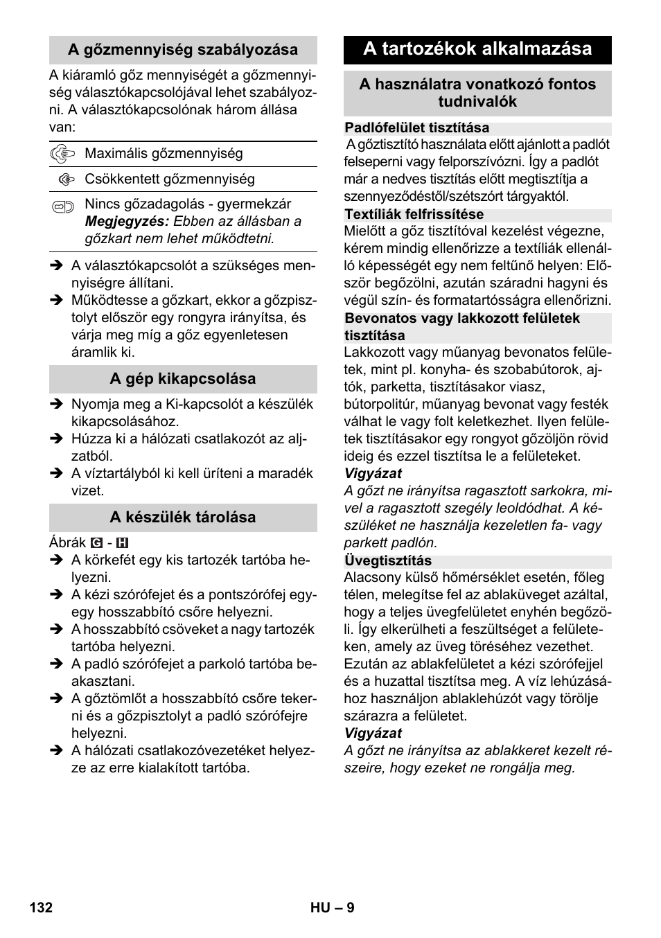 A tartozékok alkalmazása | Karcher SC 2-500 C User Manual | Page 132 / 266