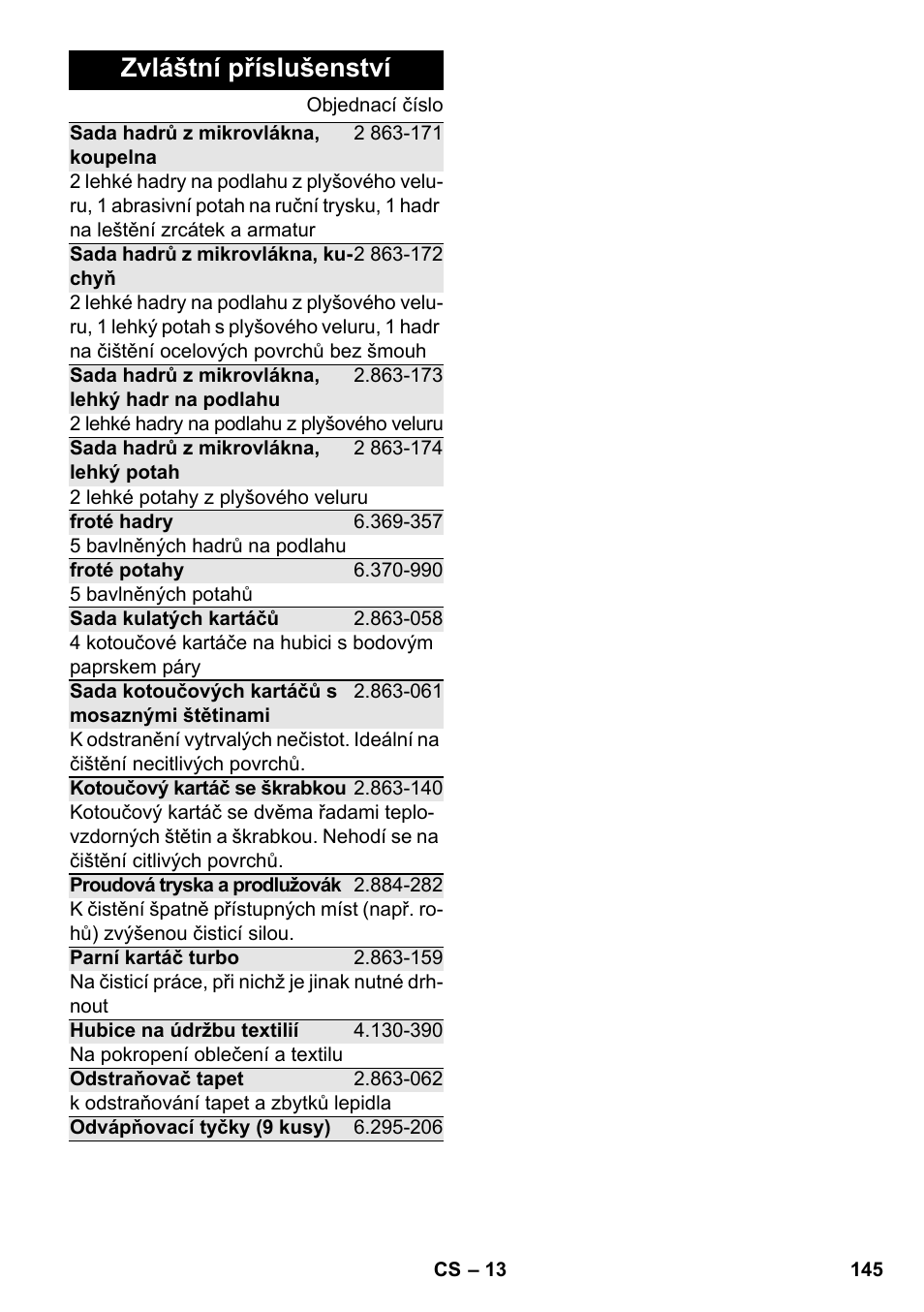 Zvláštní příslušenství | Karcher SC 2-500 C User Manual | Page 145 / 266