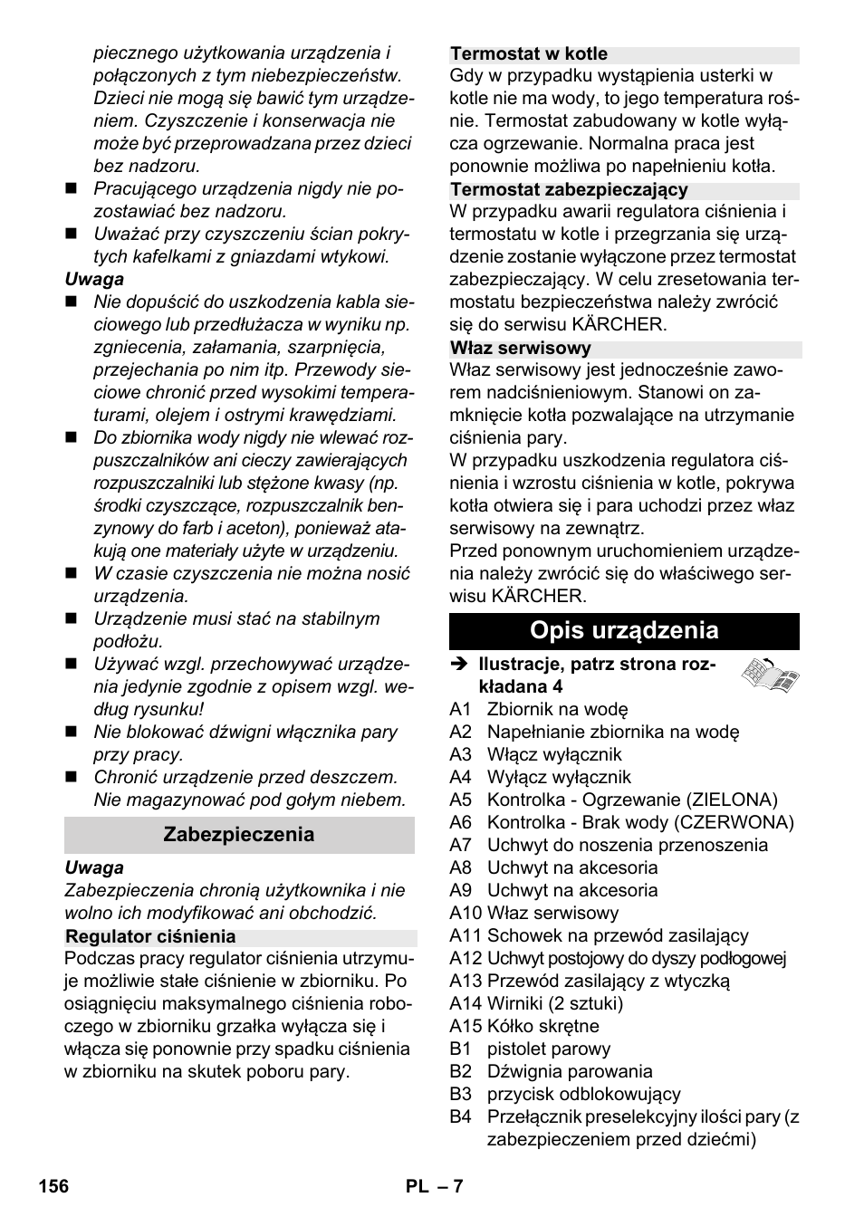 Opis urządzenia | Karcher SC 2-500 C User Manual | Page 156 / 266