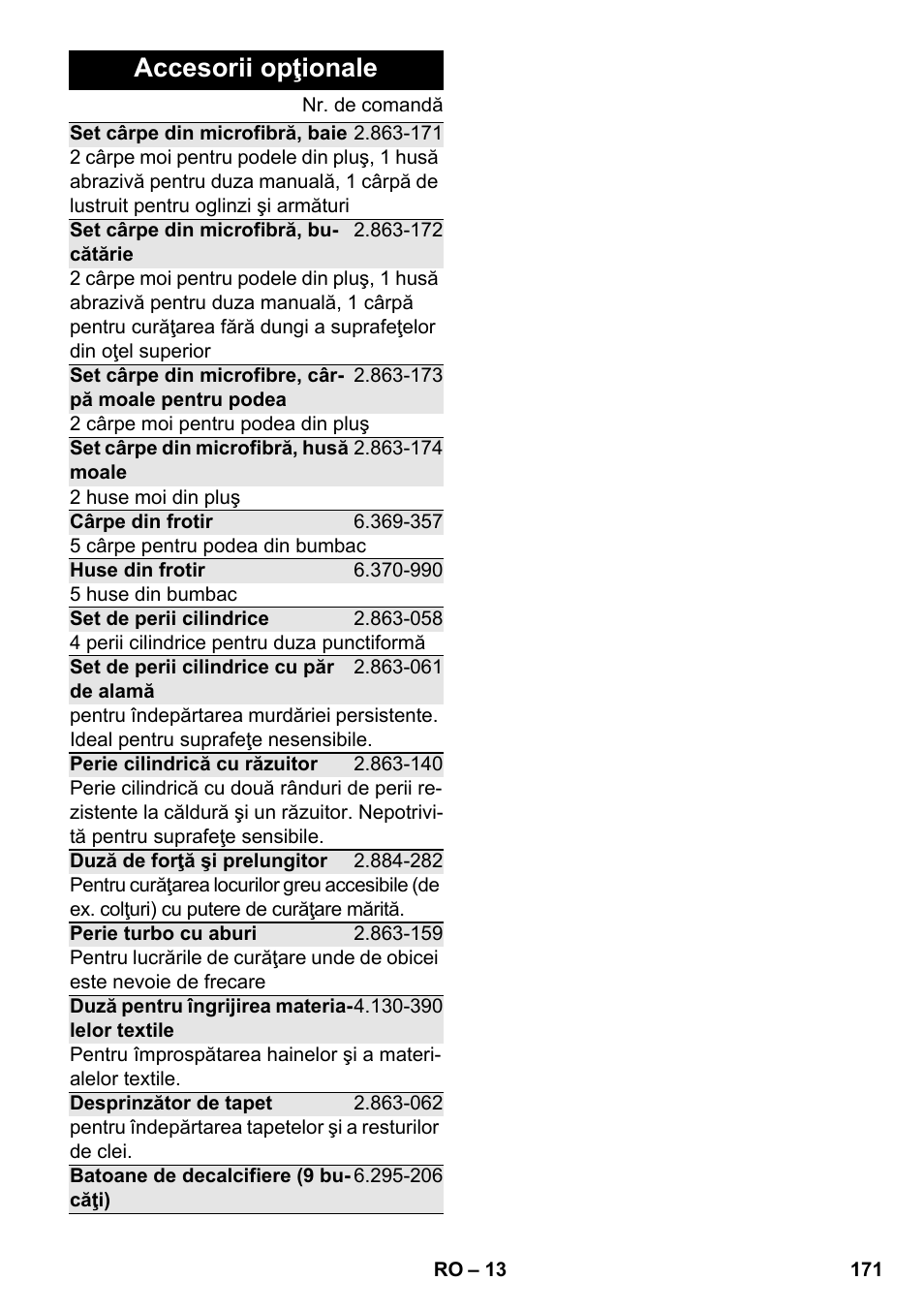 Accesorii opţionale | Karcher SC 2-500 C User Manual | Page 171 / 266