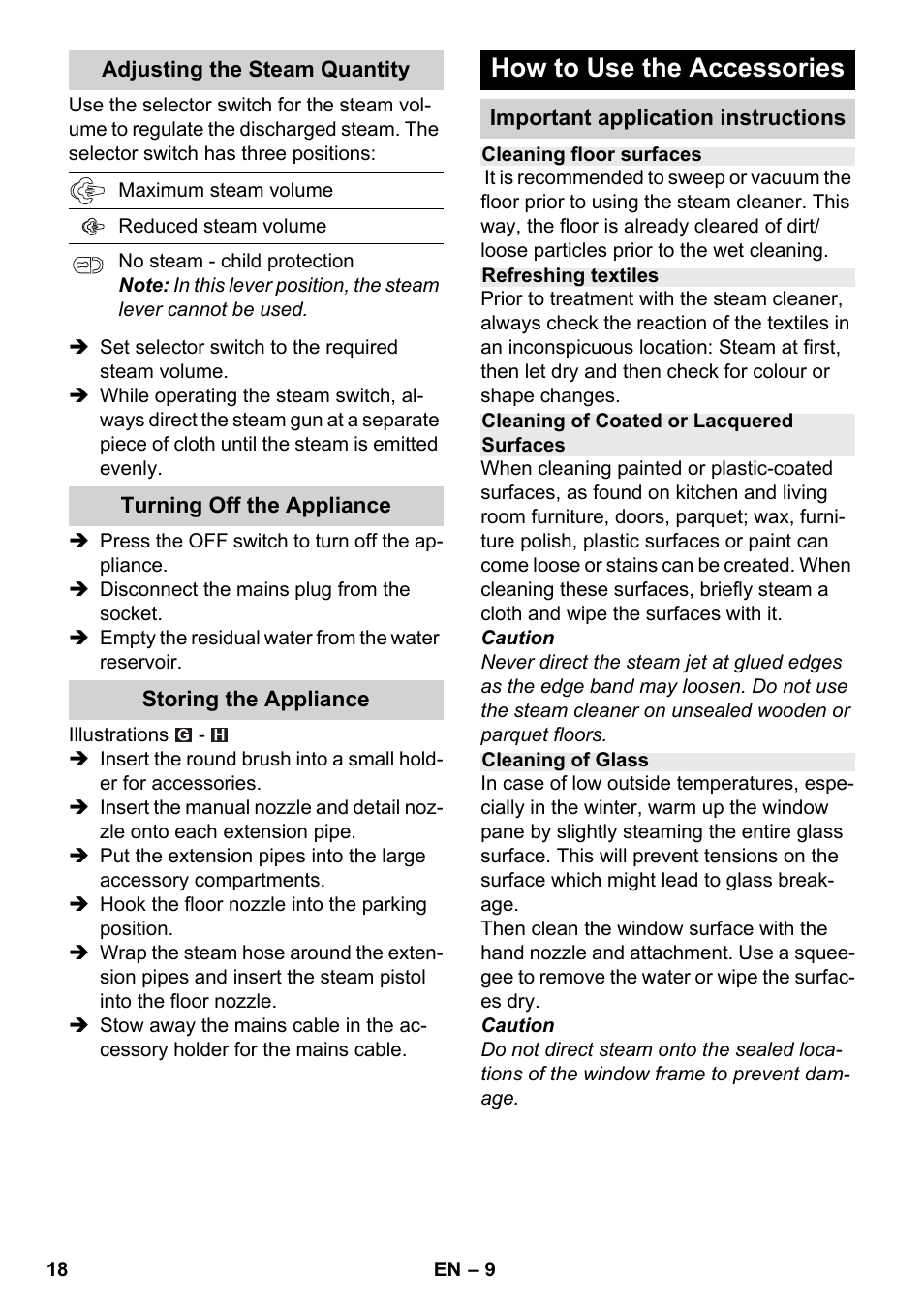 How to use the accessories | Karcher SC 2-500 C User Manual | Page 18 / 266