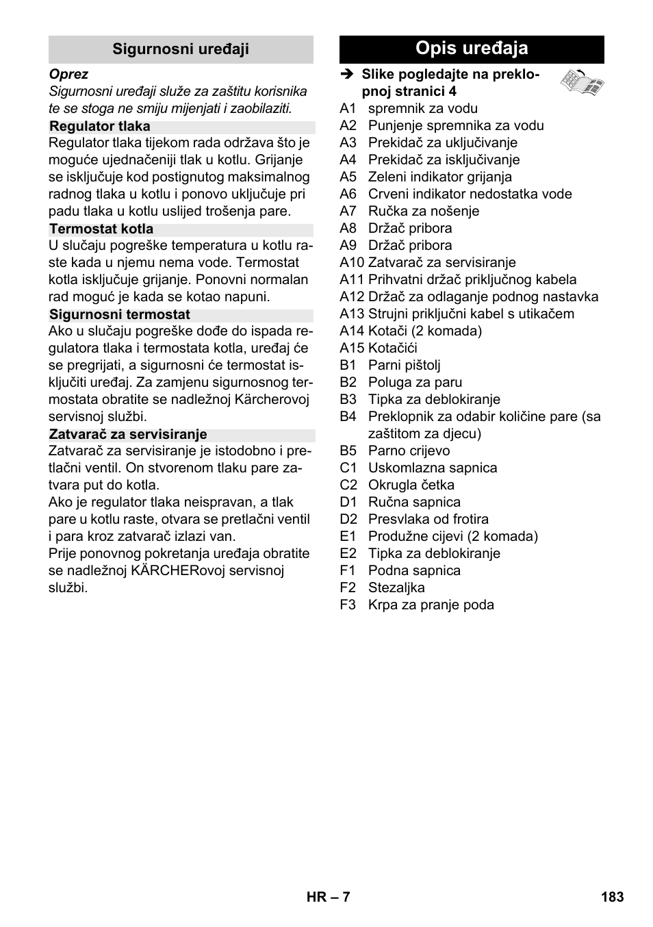 Opis uređaja | Karcher SC 2-500 C User Manual | Page 183 / 266