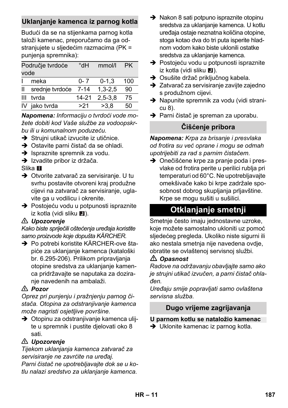 Otklanjanje smetnji | Karcher SC 2-500 C User Manual | Page 187 / 266
