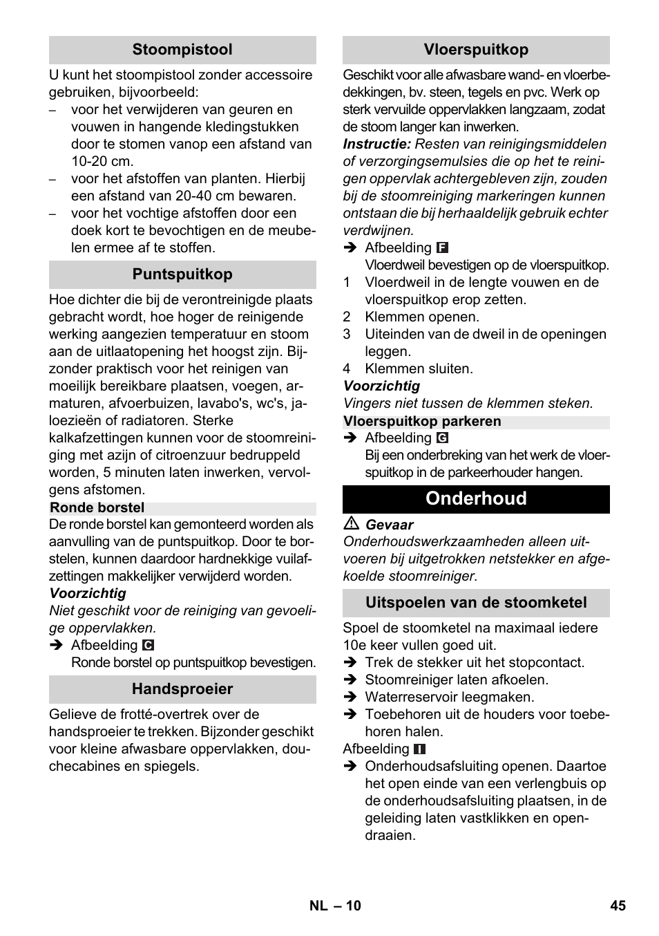 Onderhoud | Karcher SC 2-500 C User Manual | Page 45 / 266