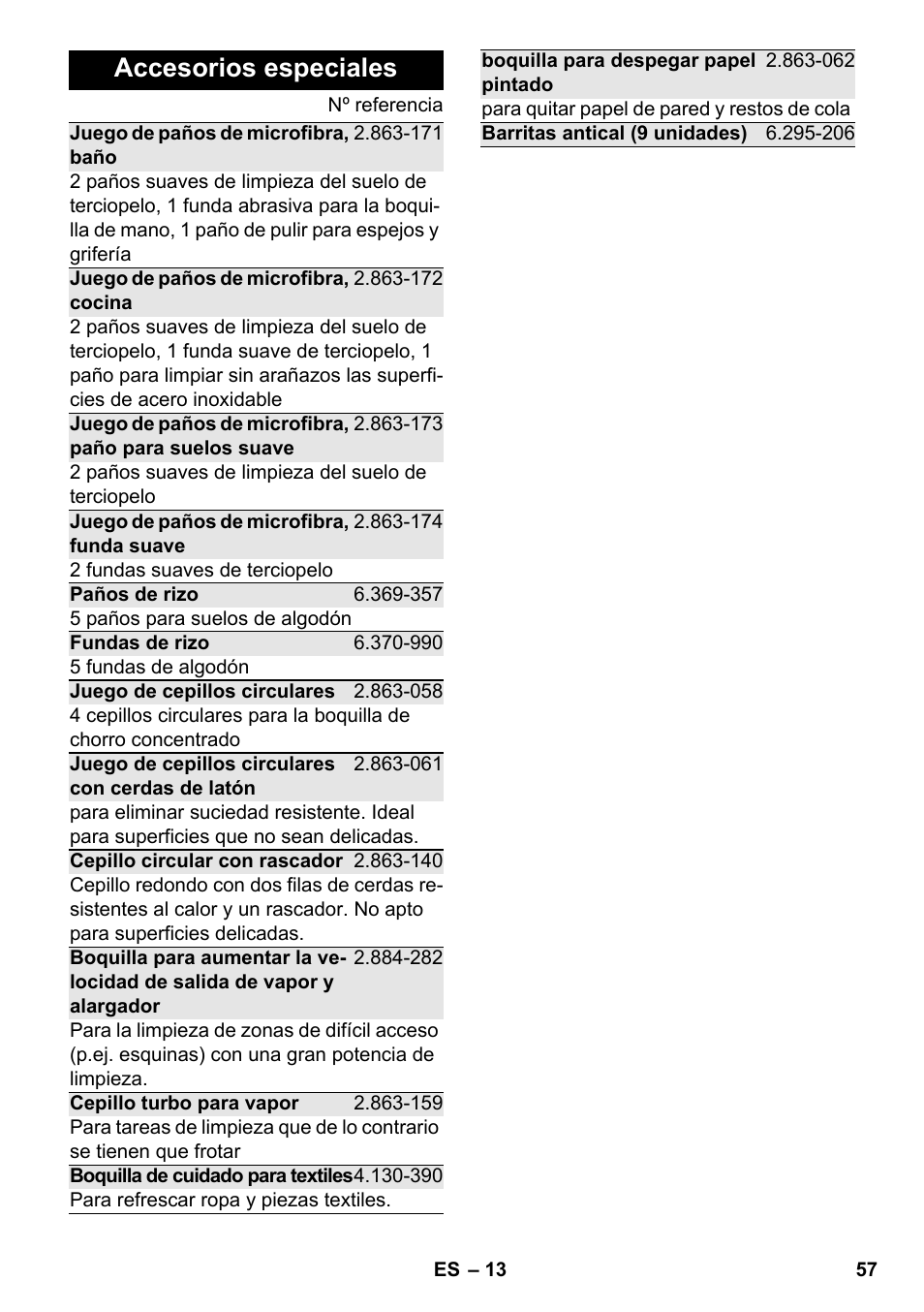 Accesorios especiales | Karcher SC 2-500 C User Manual | Page 57 / 266