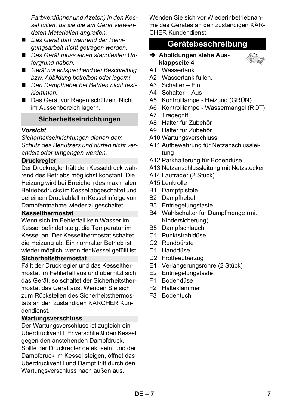 Gerätebeschreibung | Karcher SC 2-500 C User Manual | Page 7 / 266