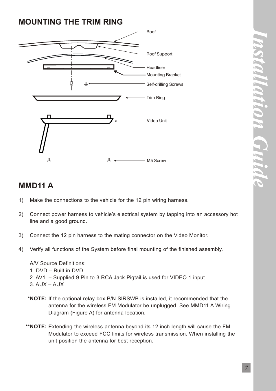 Mounting the trim ring, Mmd11 a | Movies2Go MMD11A User Manual | Page 7 / 12