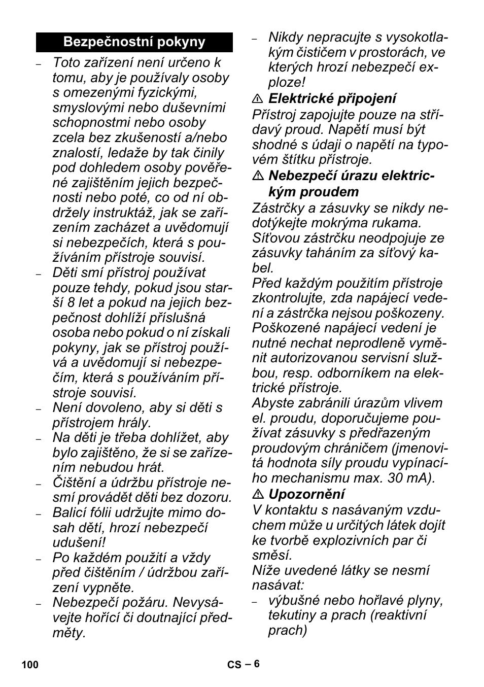 Bezpečnostní pokyny | Karcher MV 4 User Manual | Page 100 / 190