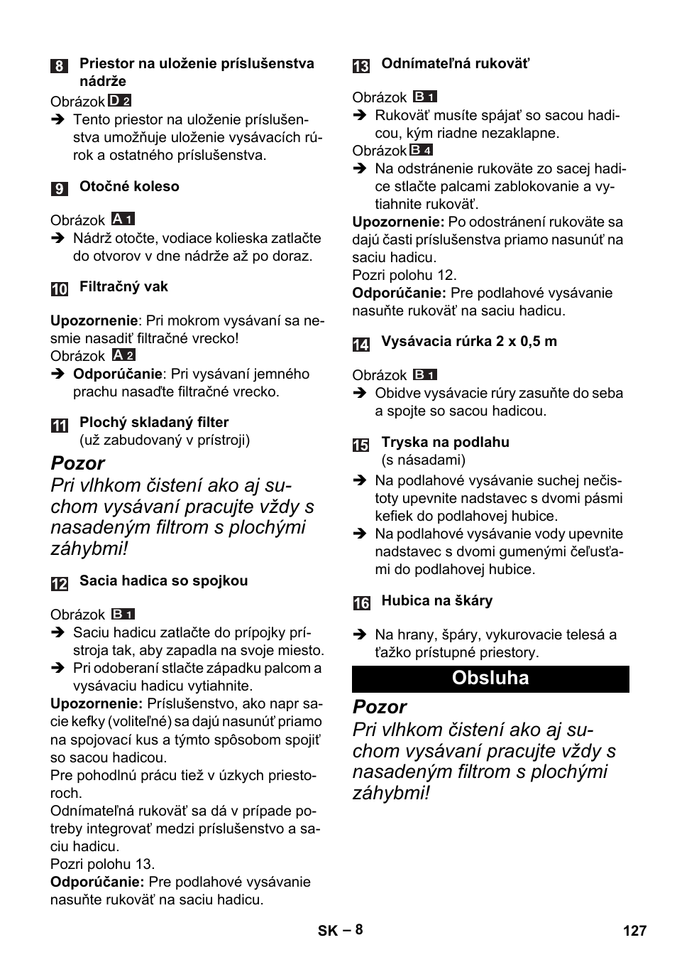 Obsluha | Karcher MV 4 User Manual | Page 127 / 190