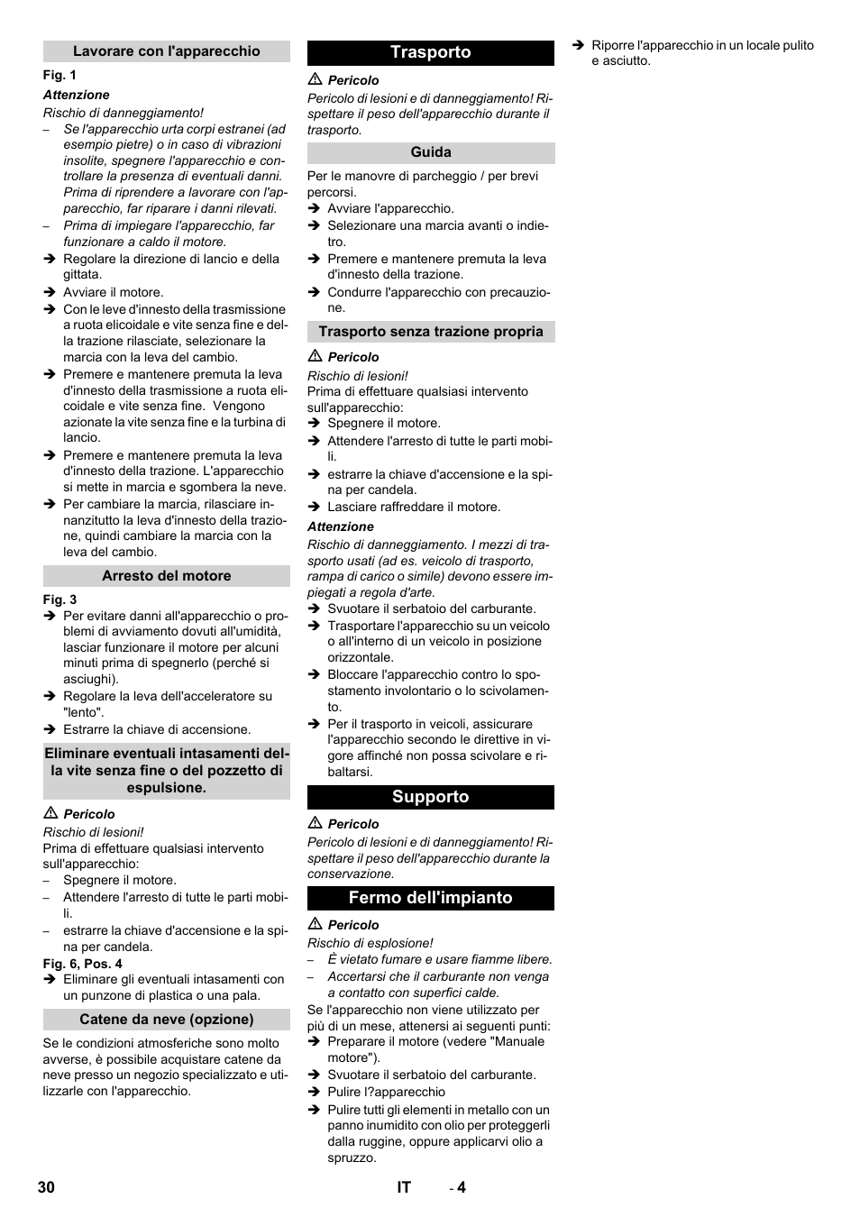 Trasporto, Supporto fermo dell'impianto | Karcher STH 5-56 User Manual | Page 30 / 128