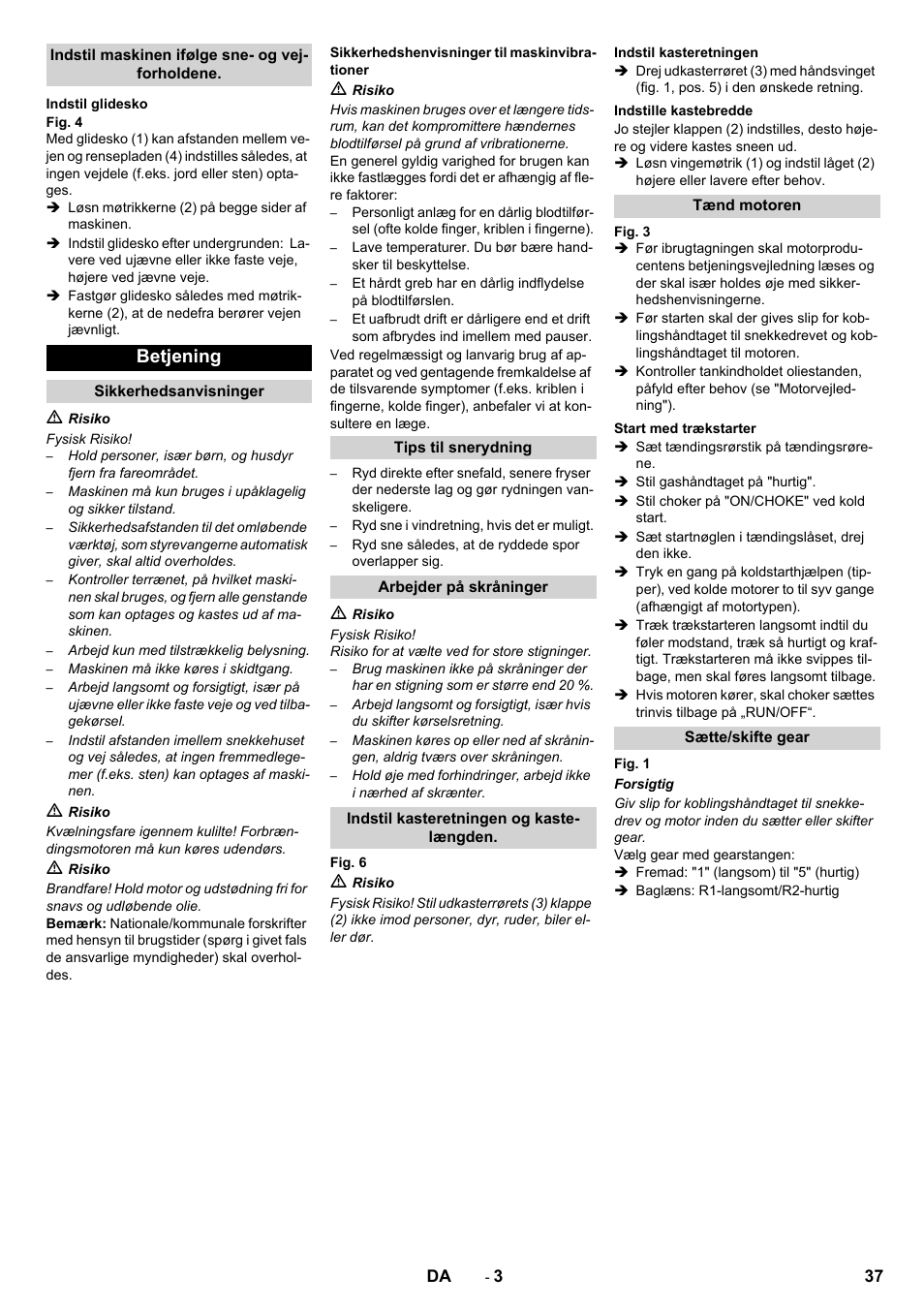 Betjening | Karcher STH 5-56 User Manual | Page 37 / 128