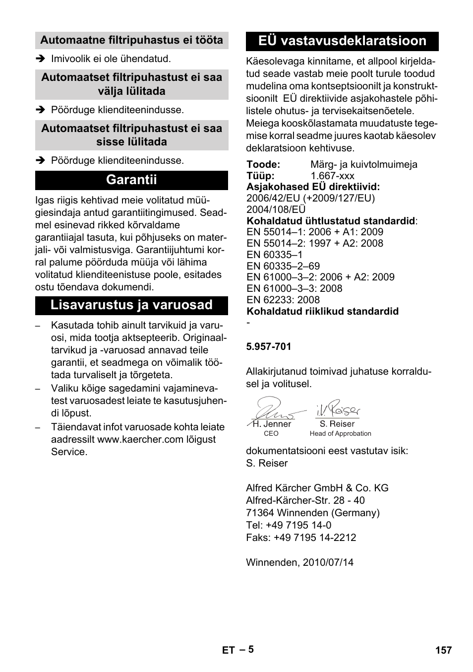 Karcher NT 65-2 Tact Tc User Manual | Page 157 / 184