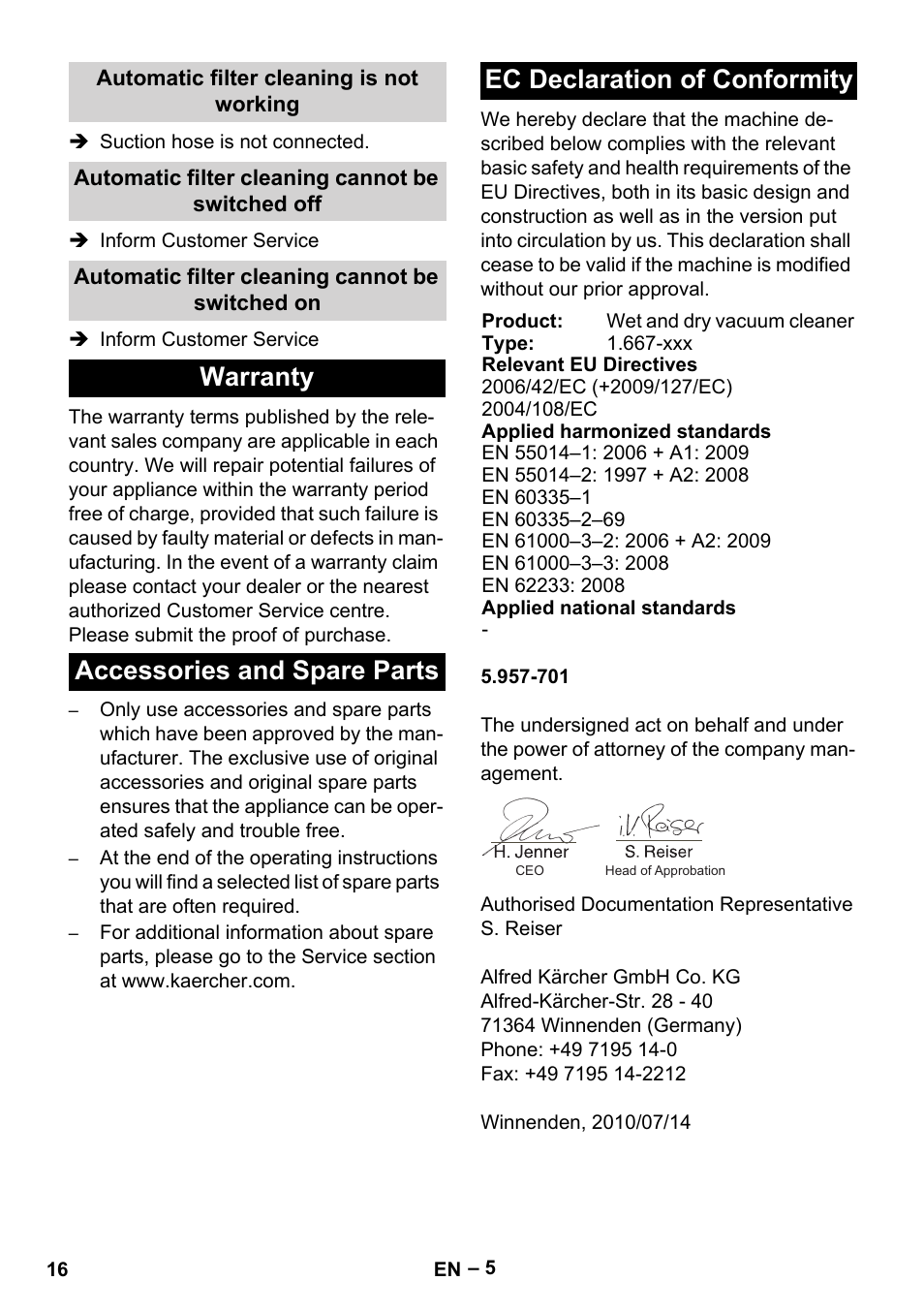 Karcher NT 65-2 Tact Tc User Manual | Page 16 / 184