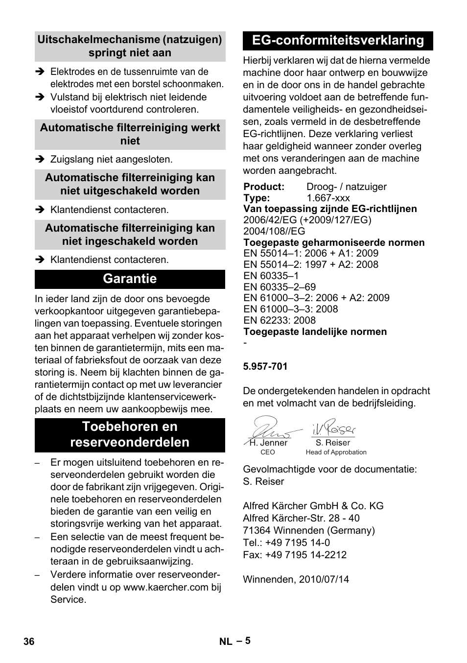 Karcher NT 65-2 Tact Tc User Manual | Page 36 / 184