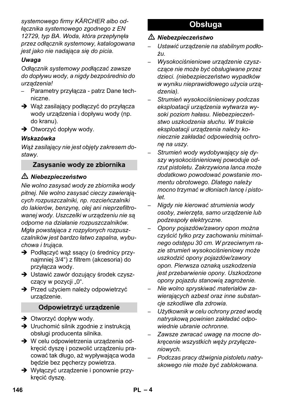 Obsługa | Karcher HD 1040 B User Manual | Page 146 / 248