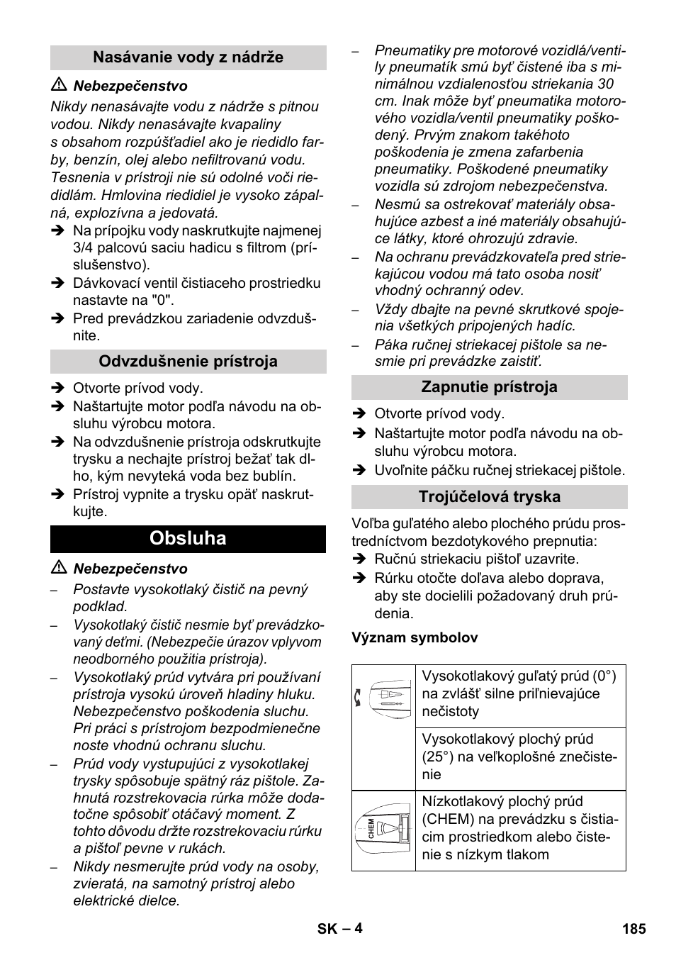 Obsluha | Karcher HD 1040 B User Manual | Page 185 / 248