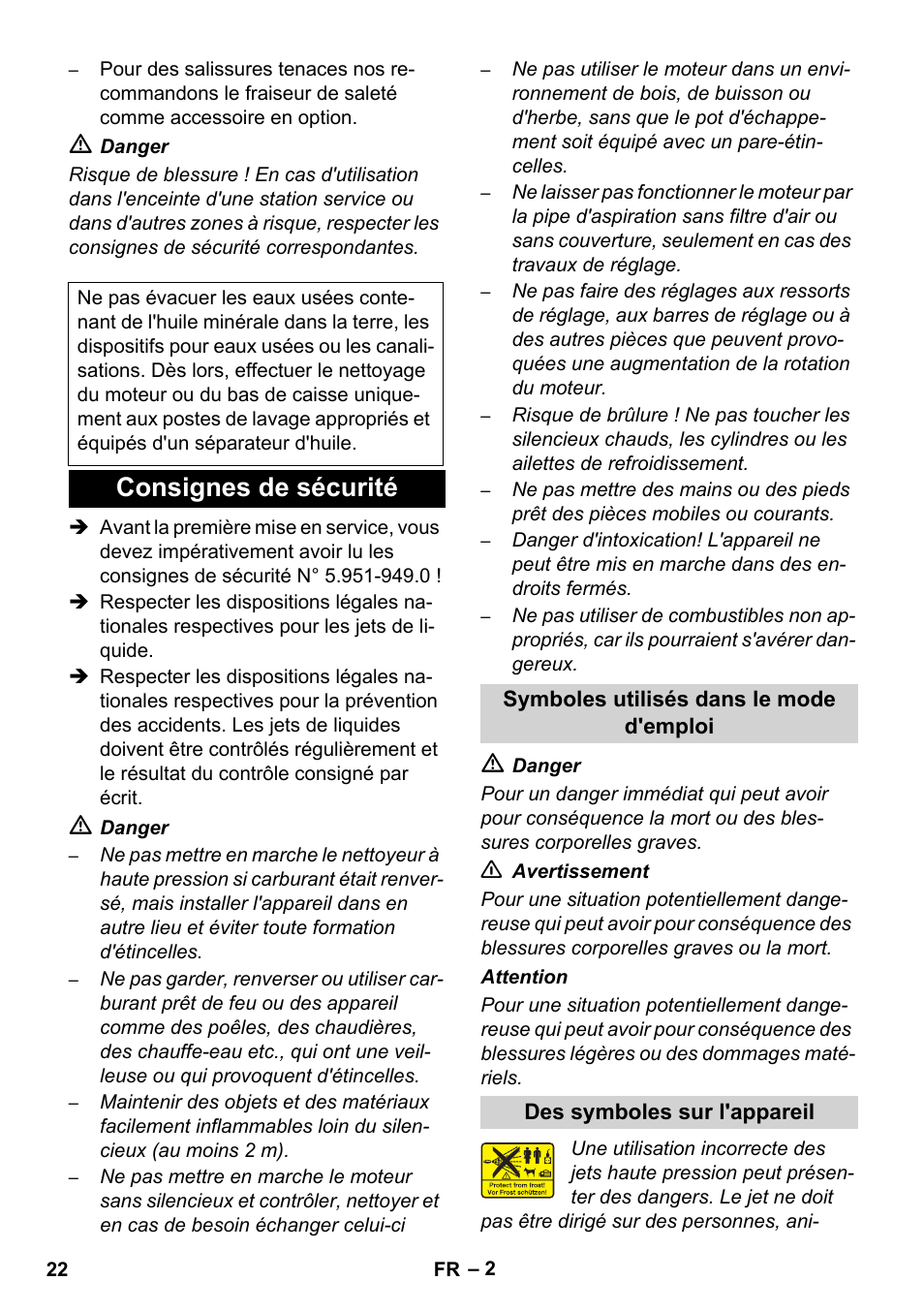 Consignes de sécurité | Karcher HD 1040 B User Manual | Page 22 / 248