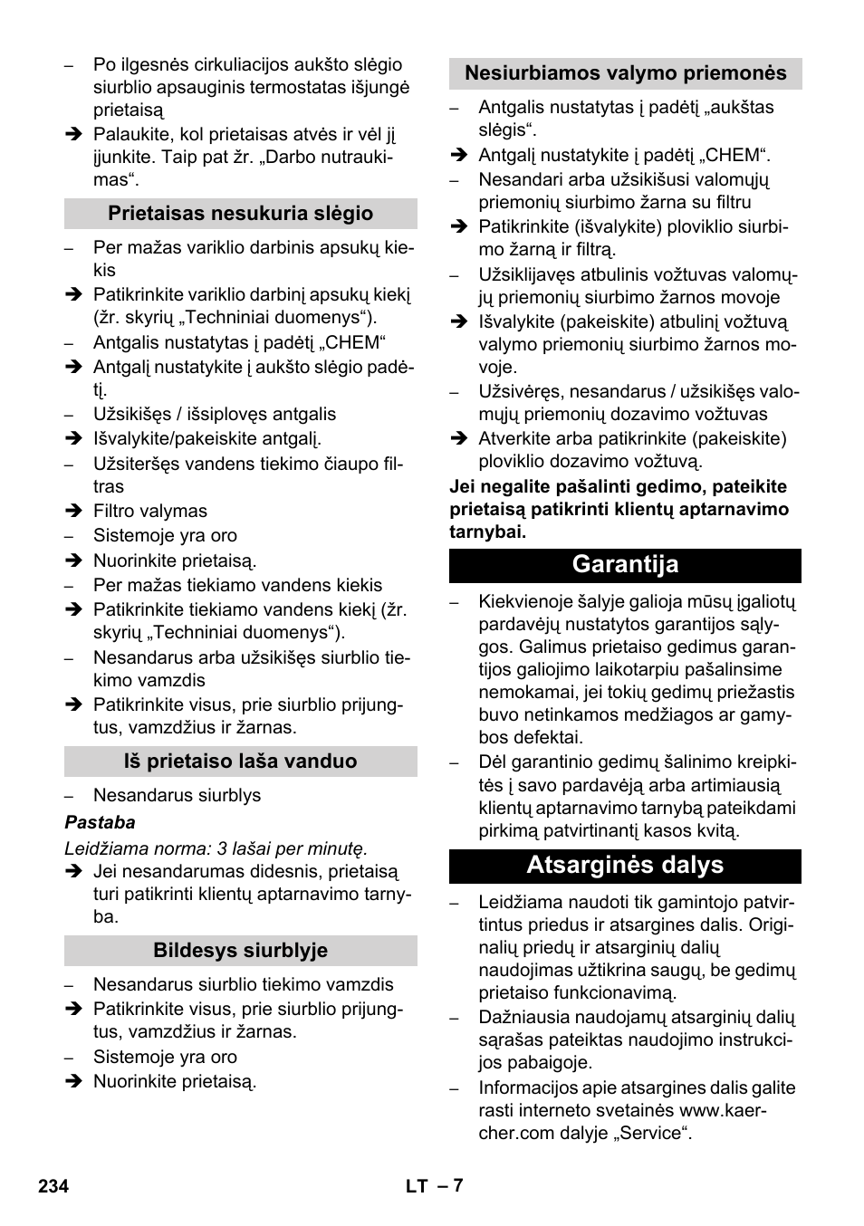Garantija atsarginės dalys | Karcher HD 1040 B User Manual | Page 234 / 248