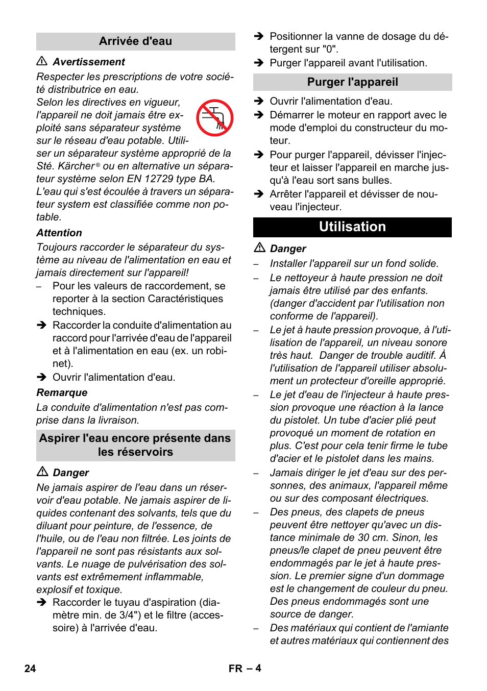 Utilisation | Karcher HD 1040 B User Manual | Page 24 / 248