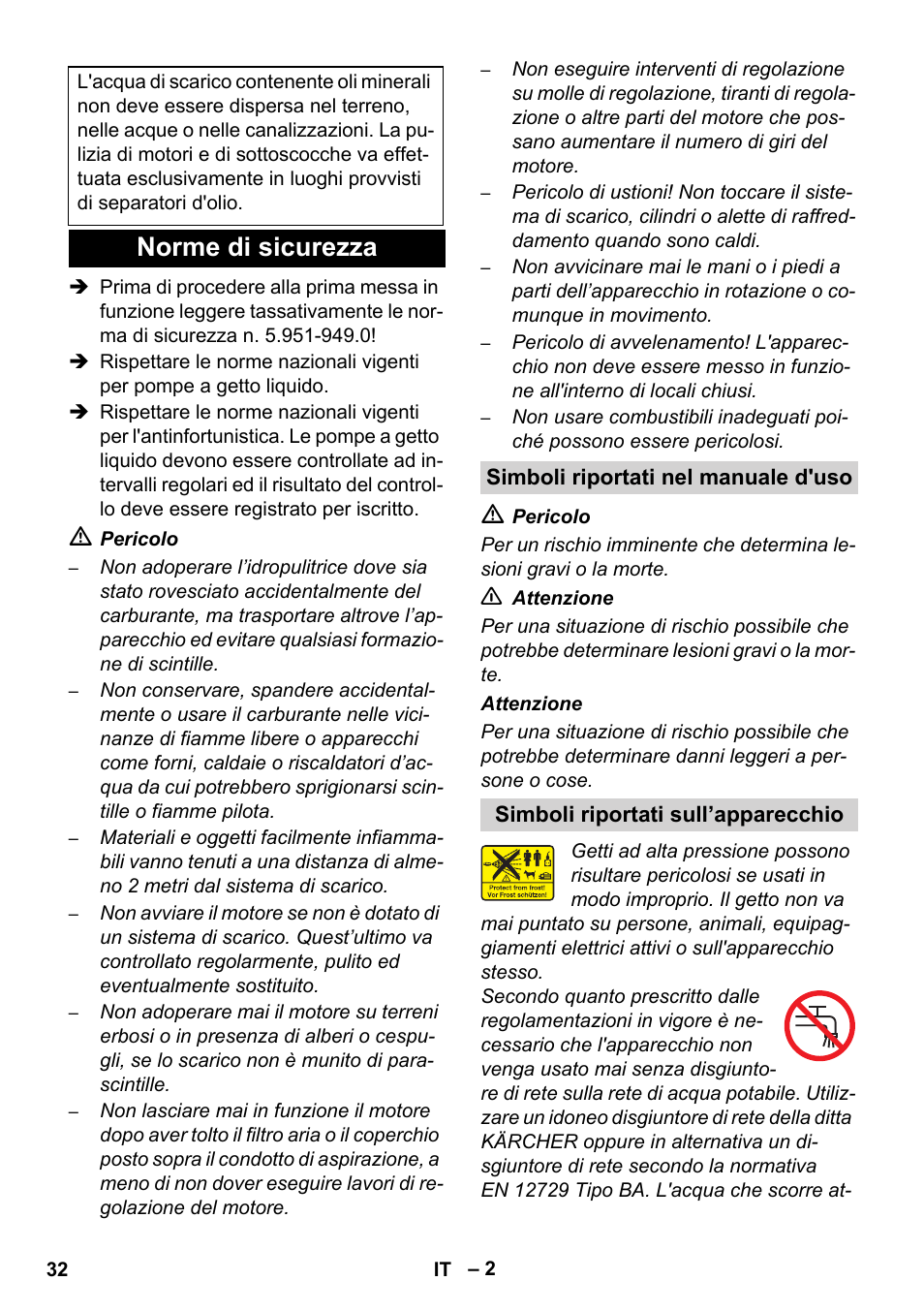 Norme di sicurezza | Karcher HD 1040 B User Manual | Page 32 / 248