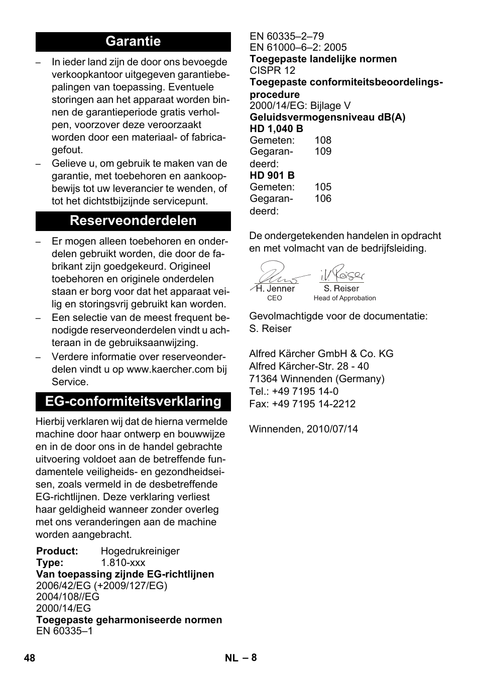 Karcher HD 1040 B User Manual | Page 48 / 248