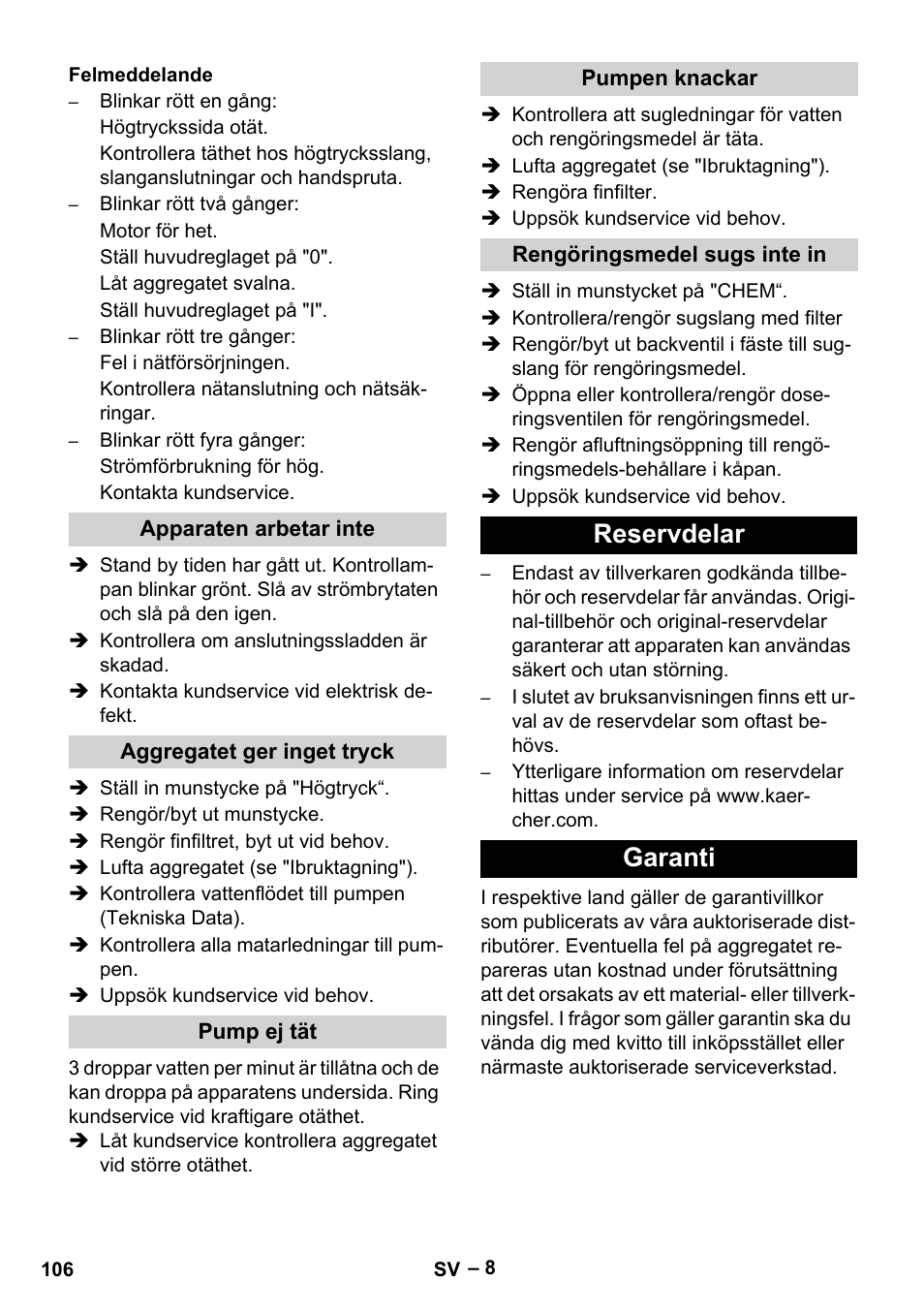 Reservdelar garanti | Karcher HD 13-18 S Plus User Manual | Page 106 / 300