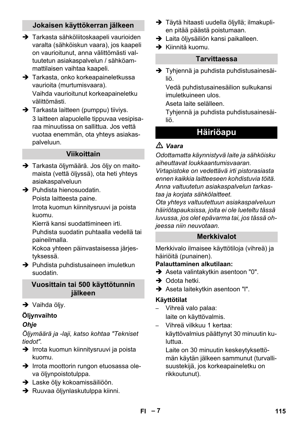 Häiriöapu | Karcher HD 13-18 S Plus User Manual | Page 115 / 300