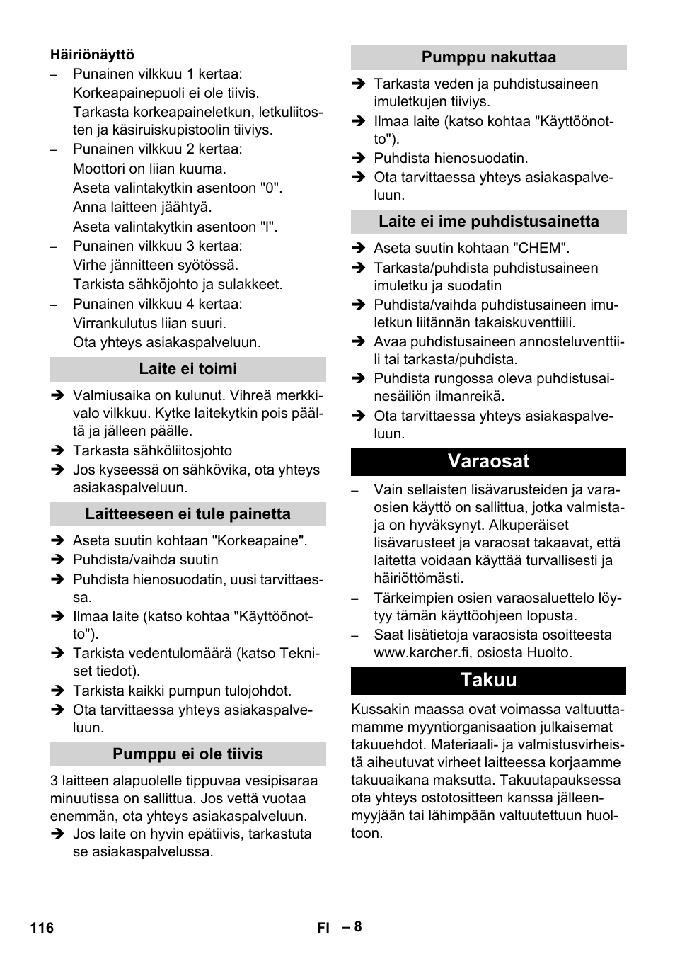 Varaosat takuu | Karcher HD 13-18 S Plus User Manual | Page 116 / 300