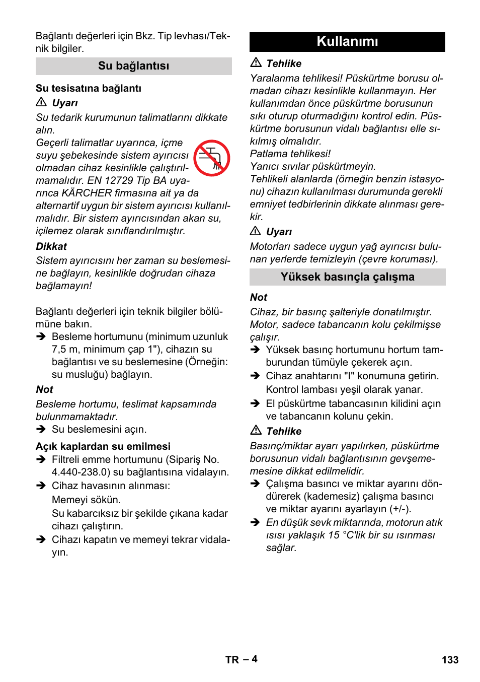 Kullanımı | Karcher HD 13-18 S Plus User Manual | Page 133 / 300