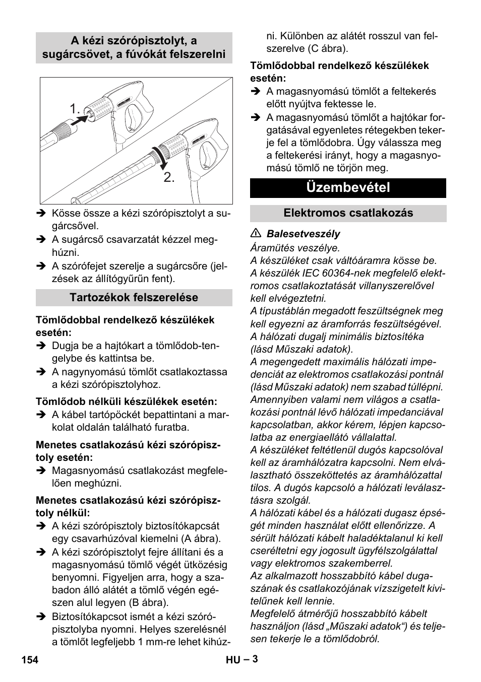 Üzembevétel | Karcher HD 13-18 S Plus User Manual | Page 154 / 300