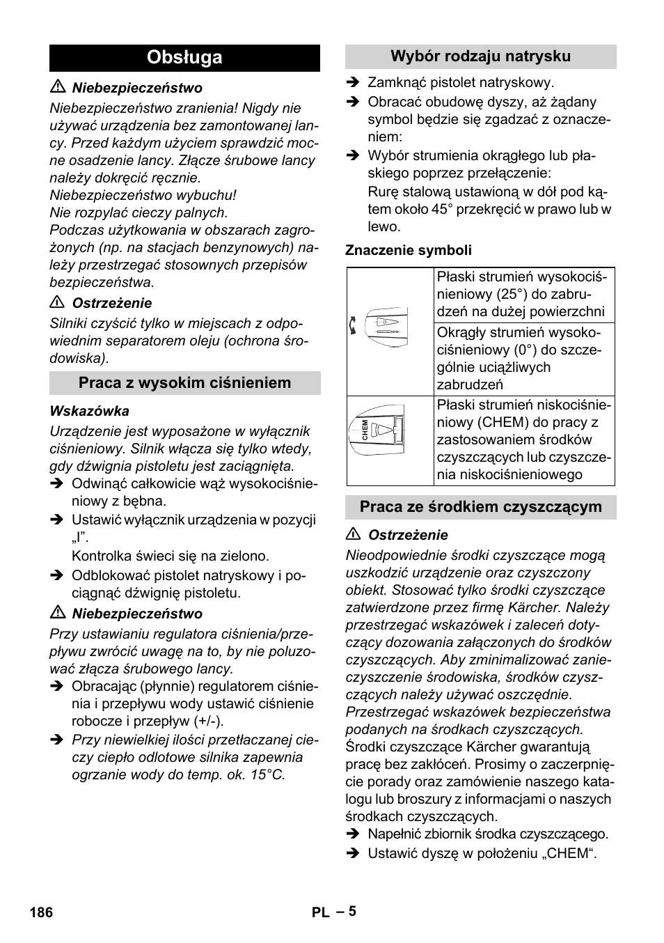 Obsługa | Karcher HD 13-18 S Plus User Manual | Page 186 / 300