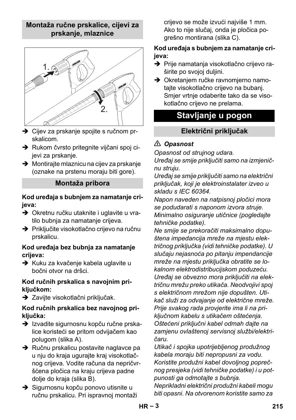 Stavljanje u pogon | Karcher HD 13-18 S Plus User Manual | Page 215 / 300