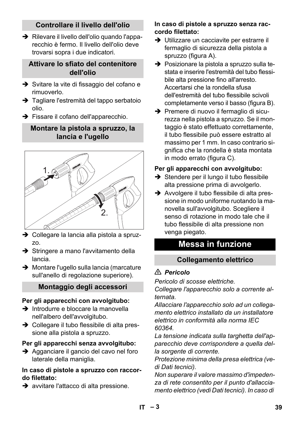 Messa in funzione | Karcher HD 13-18 S Plus User Manual | Page 39 / 300