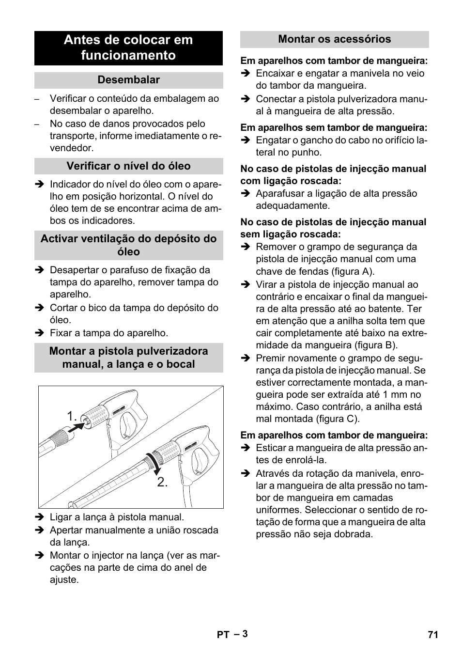 Antes de colocar em funcionamento | Karcher HD 13-18 S Plus User Manual | Page 71 / 300