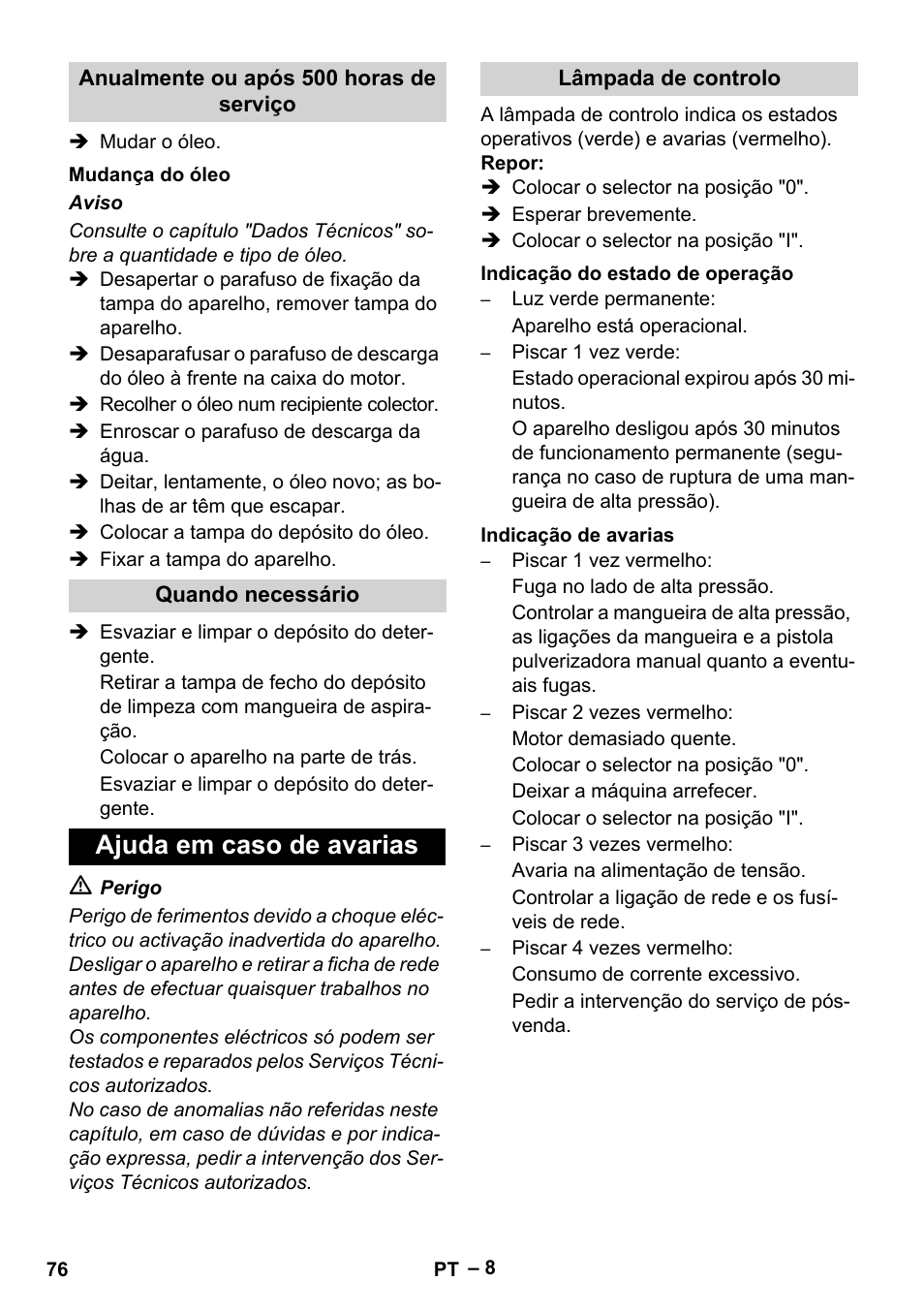 Ajuda em caso de avarias | Karcher HD 13-18 S Plus User Manual | Page 76 / 300