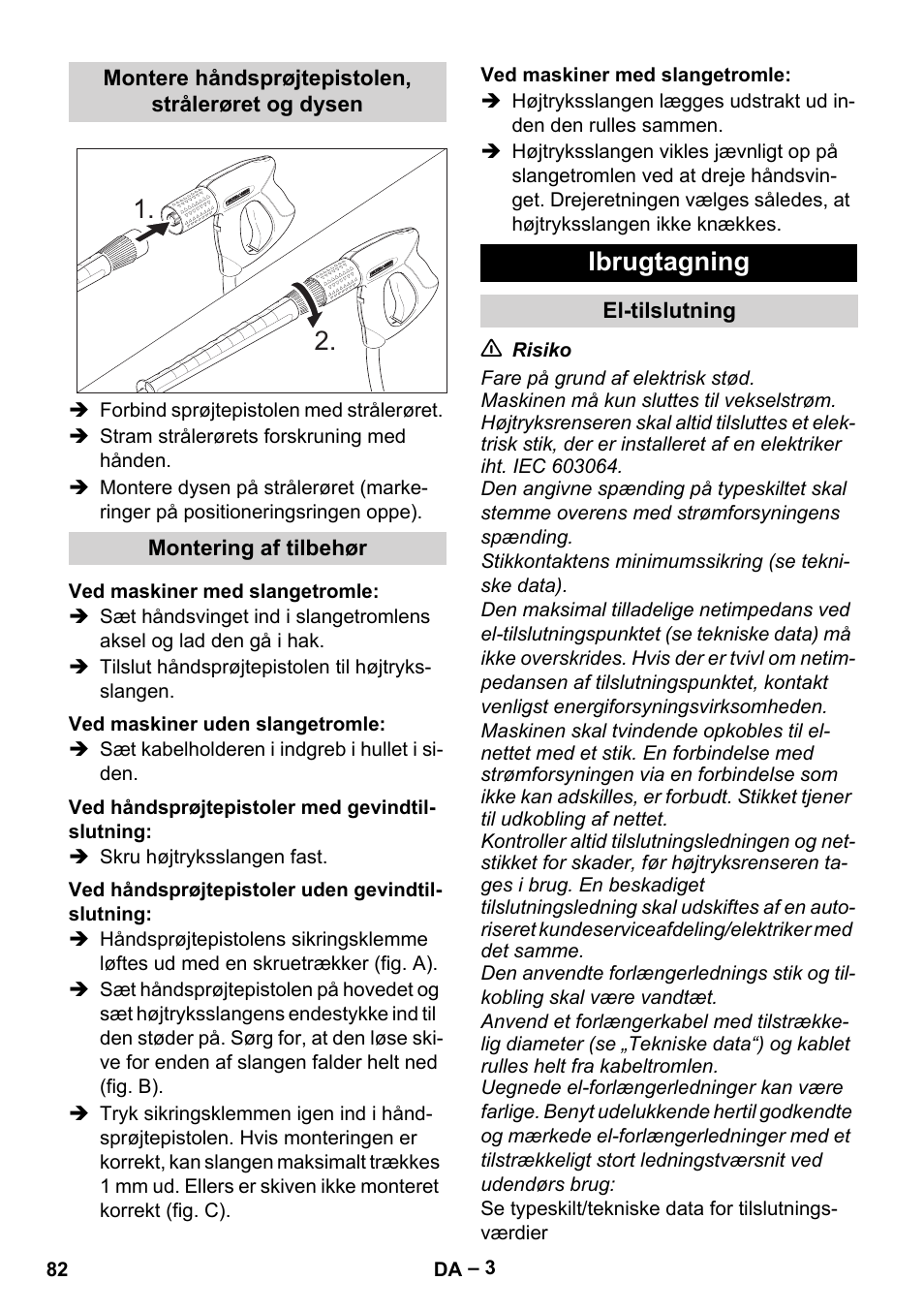 Ibrugtagning | Karcher HD 13-18 S Plus User Manual | Page 82 / 300