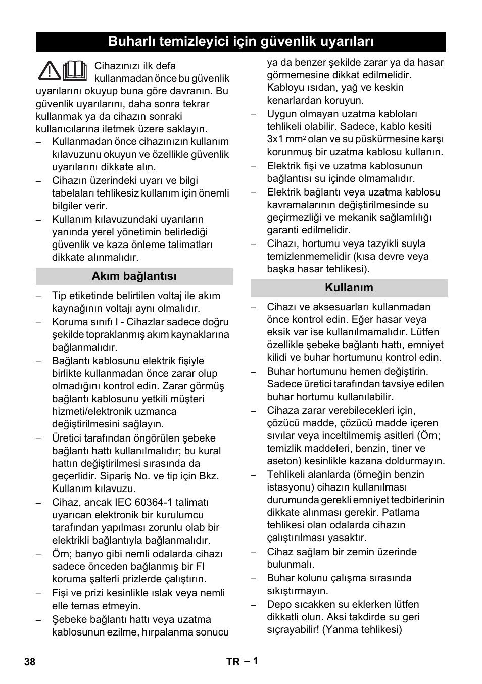 Türkçe, Buharlı temizleyici için güvenlik uyarıları | Karcher DE 4002 EU User Manual | Page 38 / 60